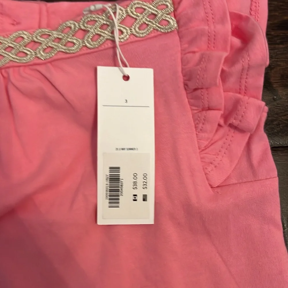NWT Janie and Jack Pink Ruffled shirt with appliqué details!